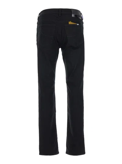 JACOB COHEN 'BARD' BLACK SLIM JEANS WITH LOGO PATCH IN COTTON BLEND DENIM MAN 