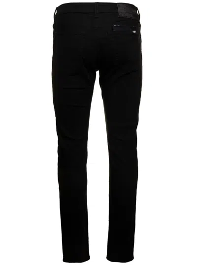 JACOB COHEN 'BARD' BLACK SLIM JEANS WITH LOGO PATCH IN COTTON BLEND DENIM MAN 