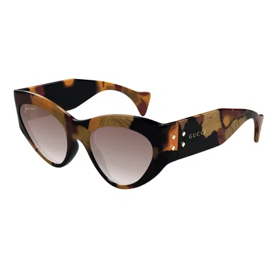 Gucci Gg1704s Linea Rivets 002 Havana Brown Sunglasses In Brown