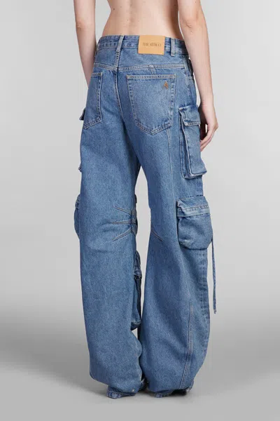 Attico Fern Low-rise Wide-leg Cargo Jeans In Blue