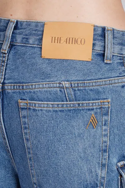 Attico Fern Low-rise Wide-leg Cargo Jeans In Blue