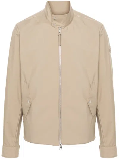 Moncler Beige Logo Patch Jacket In Beige