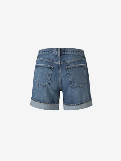 Shop Agolde Dame Denim Shorts In Denim Dark Blue