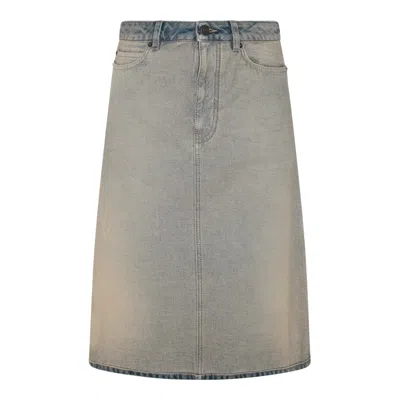 Balenciaga Women's Falda Midi Denim In Inside Out
