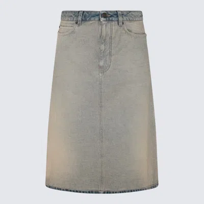 Balenciaga Women's Falda Midi Denim In Inside Out