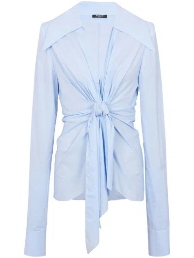 Balmain Shirts In Bleu Pale/blanc