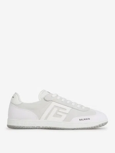 Balmain Swan Sneakers In Suede And Smooth Calfskin In Logo Embedded On The Side
