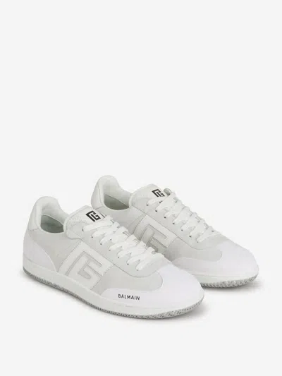 Balmain Swan Sneakers In Suede And Smooth Calfskin In Logo Embedded On The Side