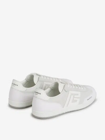 Balmain Swan Sneakers In Suede And Smooth Calfskin In Logo Embedded On The Side