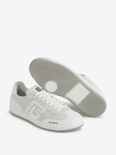 Balmain Swan Sneakers In Suede And Smooth Calfskin In Logo Embedded On The Side