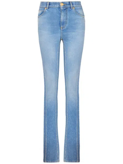 Balmain High-rise Slim-cut Jeans In Light Blue Jeans