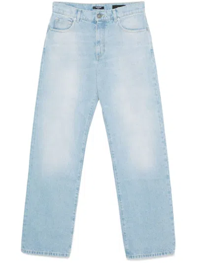 Balmain Straight Leg Denim Trousers In Blue Denim
