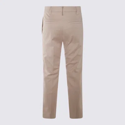 Brunello Cucinelli Beige Cotton Pants In Multicolor