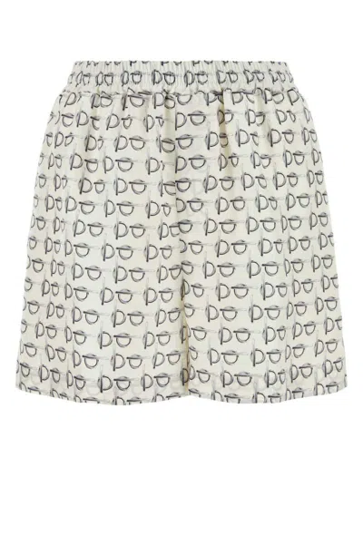 Burberry B Closure Print Silk Shorts In Printed