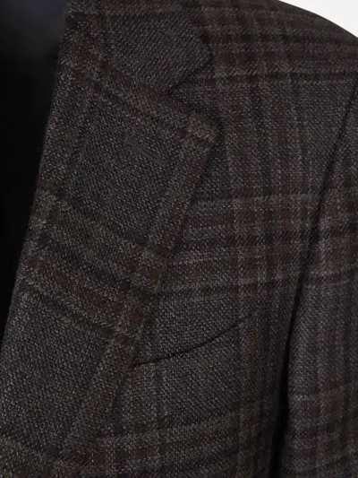 Canali Wool Blazer In Checkered Motif