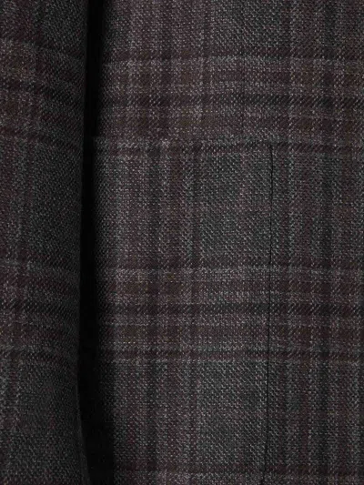 Canali Wool Blazer In Checkered Motif