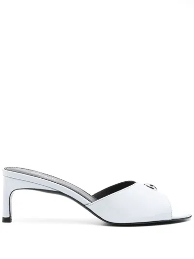 Coperni Almond Toe Kitten Heel Metallic Mules In Blue