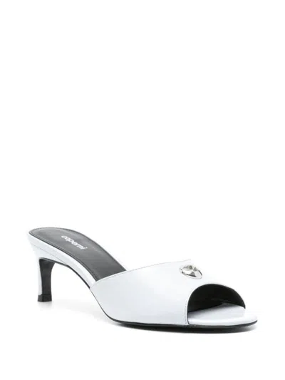 Coperni Almond Toe Kitten Heel Metallic Mules In Blue