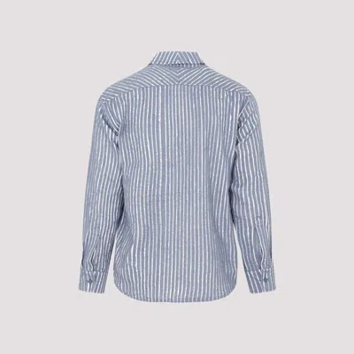 Craig Green Frayed-stripe Long-sleeved Shirt In Blue