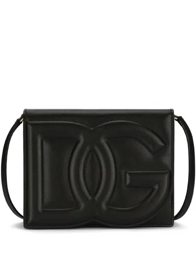 Dolce & Gabbana Women Shoulder Bag With Embossed Logo In Black