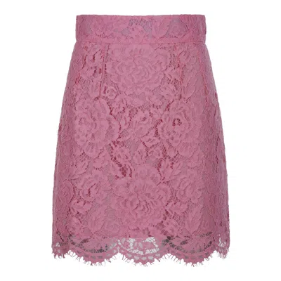 Dolce & Gabbana Lace Mini Skirt In Pink