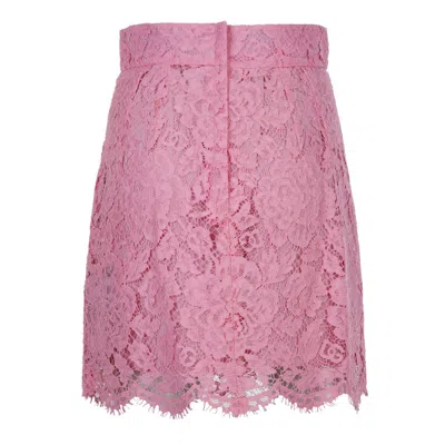 Dolce & Gabbana Lace Mini Skirt In Pink