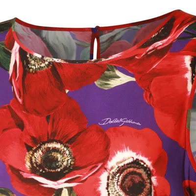 Dolce & Gabbana Anemone Silk-blend Charmeuse Top In Anemoni Fdo Viola