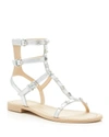 REBECCA MINKOFF Georgina Metallic Studded Flat Gladiator Sandals,1753792SILVER