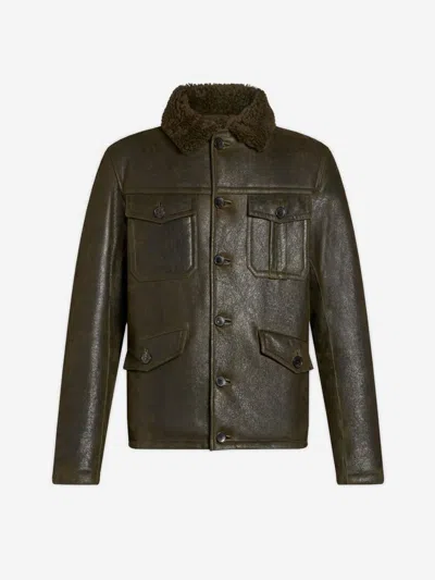 Etro Shearling Jacket In Brown