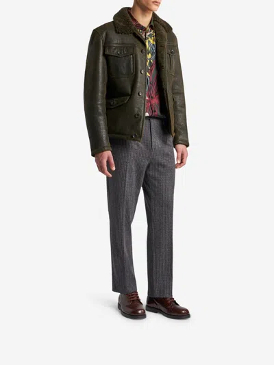 Etro Shearling Jacket In Brown