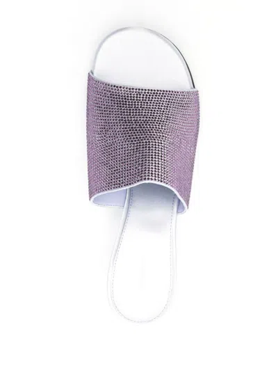 Givenchy Sculpted Heel Open Toe Mules With G Cube Embellishment In Purple