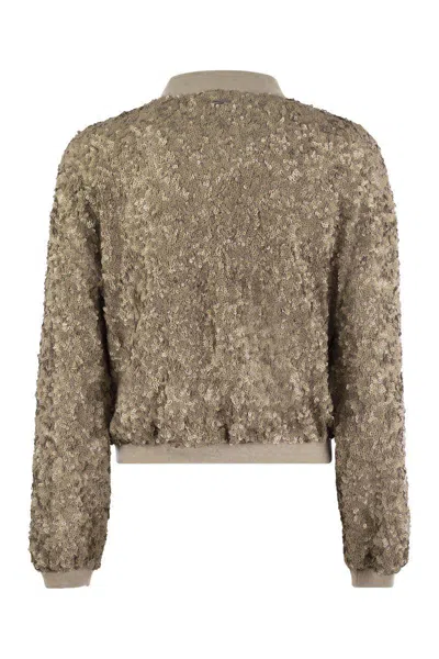 Herno Bomber Jacket With Sequins In Gold