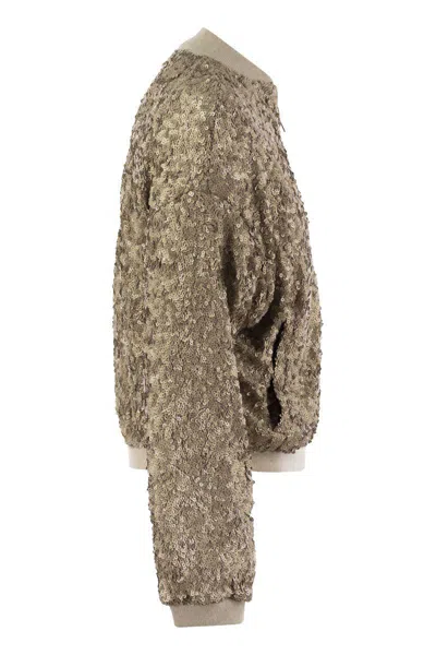 Herno Bomber Jacket With Sequins In Gold