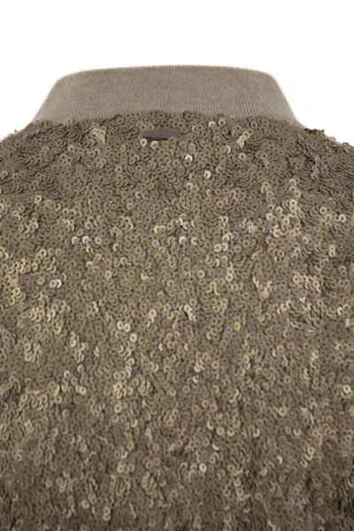 Herno Bomber Jacket With Sequins In Gold