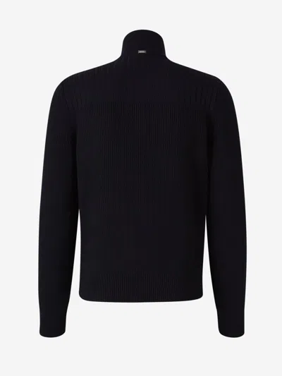 Herno Wool Down Jacket Comforter Jackets And Coats Black In Midnight Blue