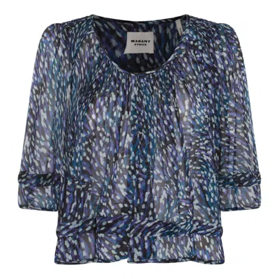 Isabel Marant Étoile Roxini Abstract-print Blouse In Navy