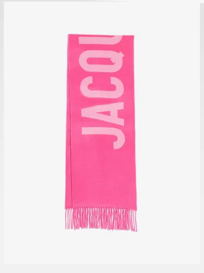 Jacquemus Fuchsia Sciarpa Logo Scarf In With Wool Fringes