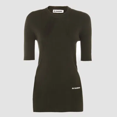 Jil Sander Black Cotton Knitwear In Green