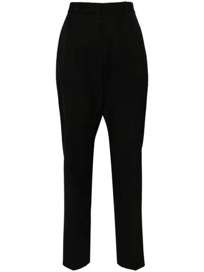 Lanvin Wool High Waist Pleated Trousers In Black