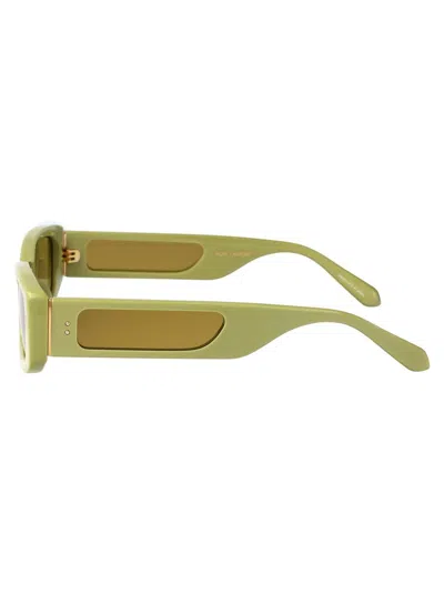 Linda Farrow Rectangle-frame Sunglasses In Sage/lightgold/sage