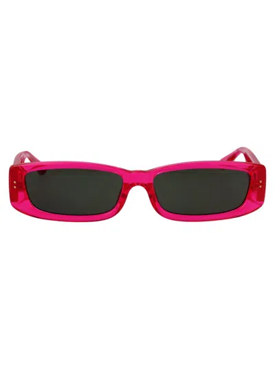 Linda Farrow Sunglasses Lfl1419 C7 Sun C7 In Neonpink/lightgold/grey