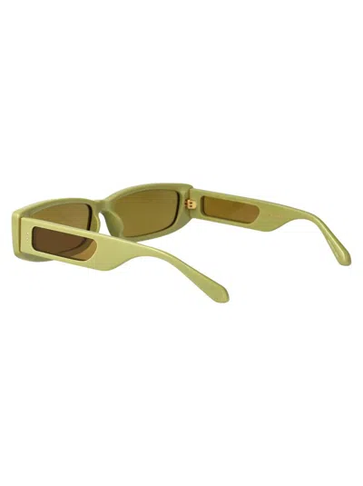 Linda Farrow Rectangle-frame Sunglasses In Sage/lightgold/sage