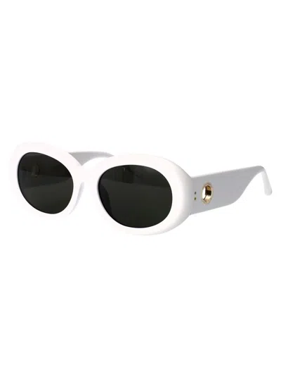 Linda Farrow Sunglasses In White/lightgold/grey