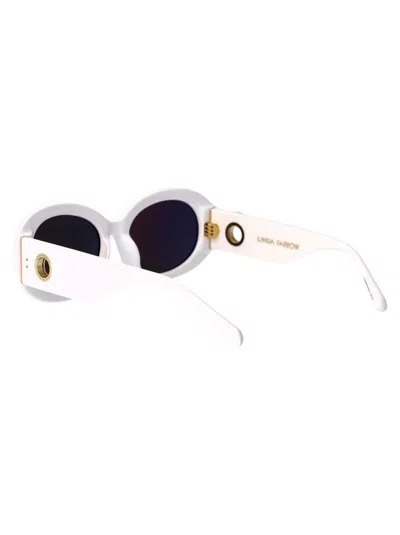 Linda Farrow Sunglasses In White/lightgold/grey