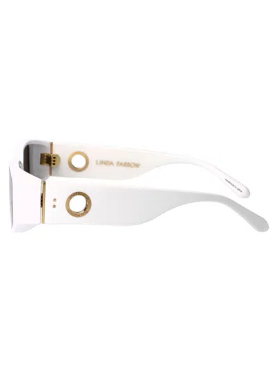 Linda Farrow Alexis Sunglasses In White/lightgold/grey