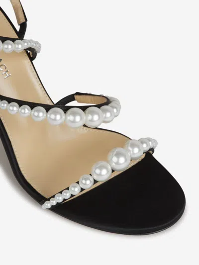 Mach&mach Sirene Pearly Stud Satin Strappy Sandals In Pearl Detail