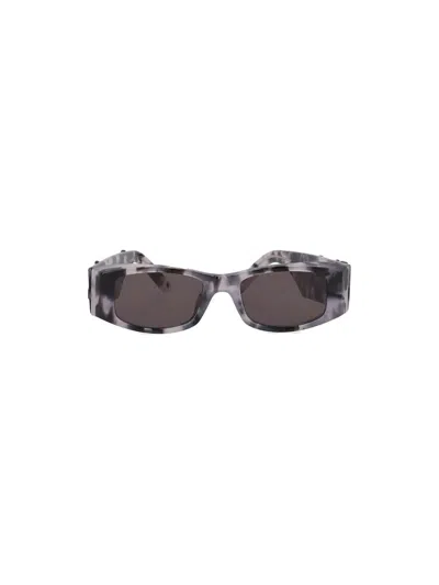 Palm Angels Rectangular Shell Frame Sunglasses In Havana Black Dark Grey
