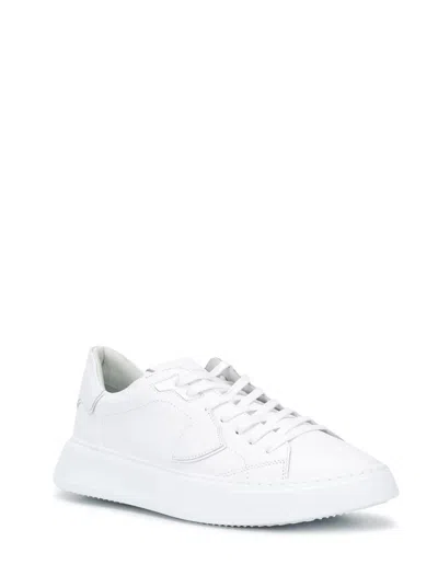 Philippe Model Temple Veau Leather Sneakers In Veau Blanc
