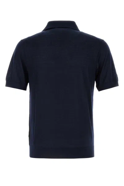 Prada Midnight Blue Cashmere Polo Shirt In Black