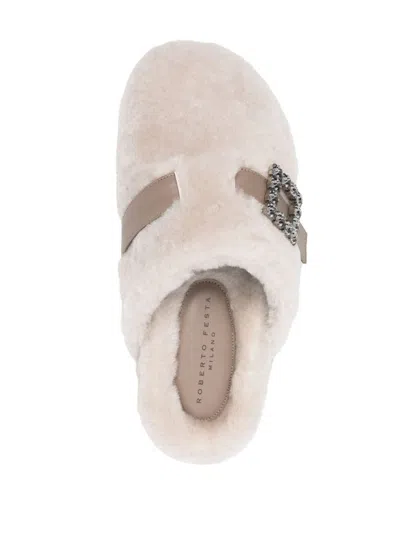 Roberto Festa Open-heel Muller Shoes In Beige
